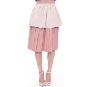 Comeforbreakfast Pink Gray Knee-Length Pleated Skirt/S/Pink